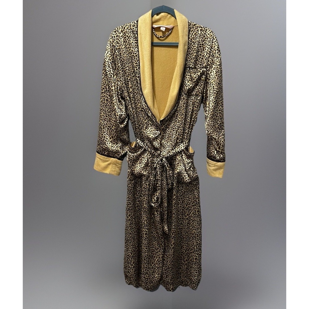 VTG Y2K Victoria's Secret Robe Long & pajama Pant Set Leopard Print S Playboy